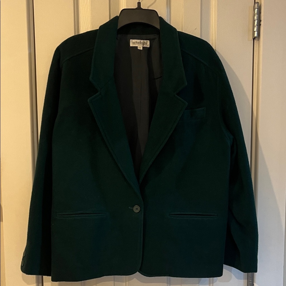 LaRedoute Forest Green Blazer Single USED Double Pocket Wool Cashmere Size 12